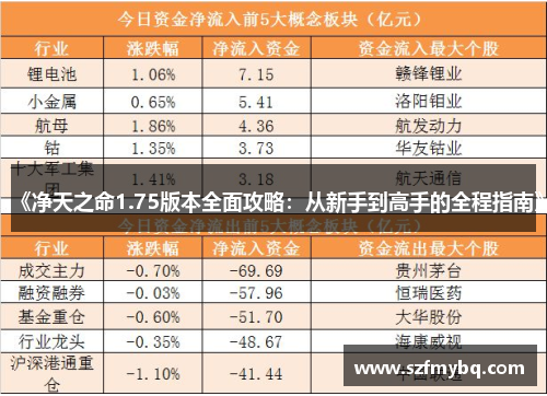 《净天之命1.75版本全面攻略：从新手到高手的全程指南》
